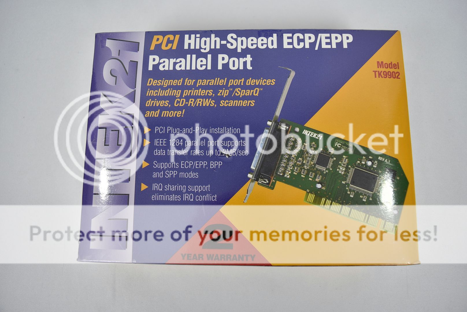 Intek21 PCI HighSpeed ECP/EPP Parallel Port Card NEW TK9902